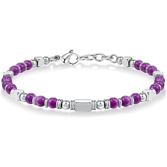 Silver & Purple Boho Beaded Bracelets for Women Trendy Jewelry Gifts for Lover - Picture 1 of 6